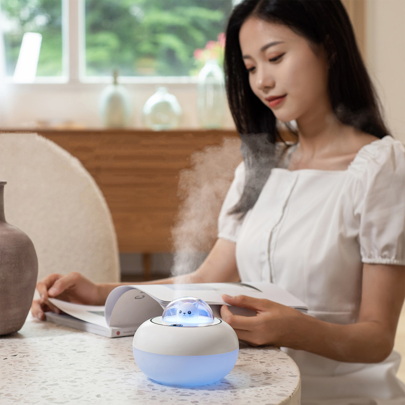 Cute Cat Humidifier Air USB Aroma Essential Oil Diffuser Υπνοδωμάτιο Humidificador Cool Mist Vaporizer Πολύχρωμο φως LED για το σπίτι