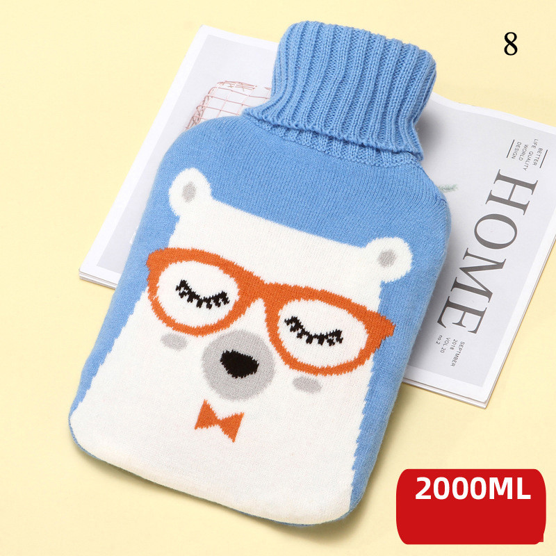 Capac tricotat pentru sticle de apă fierbinte de 2000 ml, geantă drăguță de desene animate, Încălzitor de mâini, iarnă, conservare a căldurii, capac mare pentru sticla de apă caldă