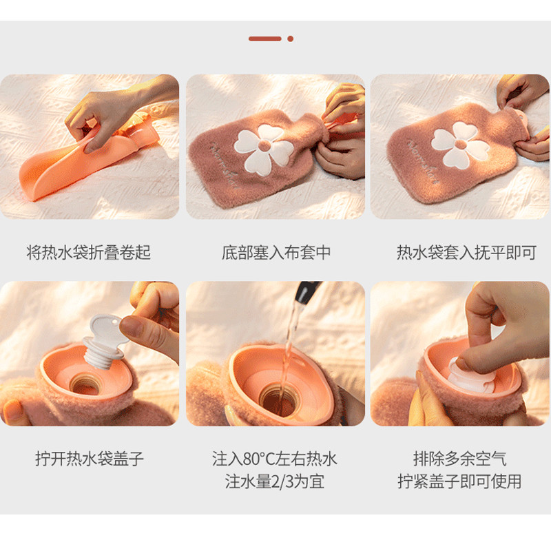 500/1000ml Φανελένιο μπουκάλι ζεστού νερού Θερμοκρασία χεριού Winter Cute Kawaii μπουκάλι νερού για κορίτσια Φορητά ζεστά μπουκάλια κρεβατιού μέσης