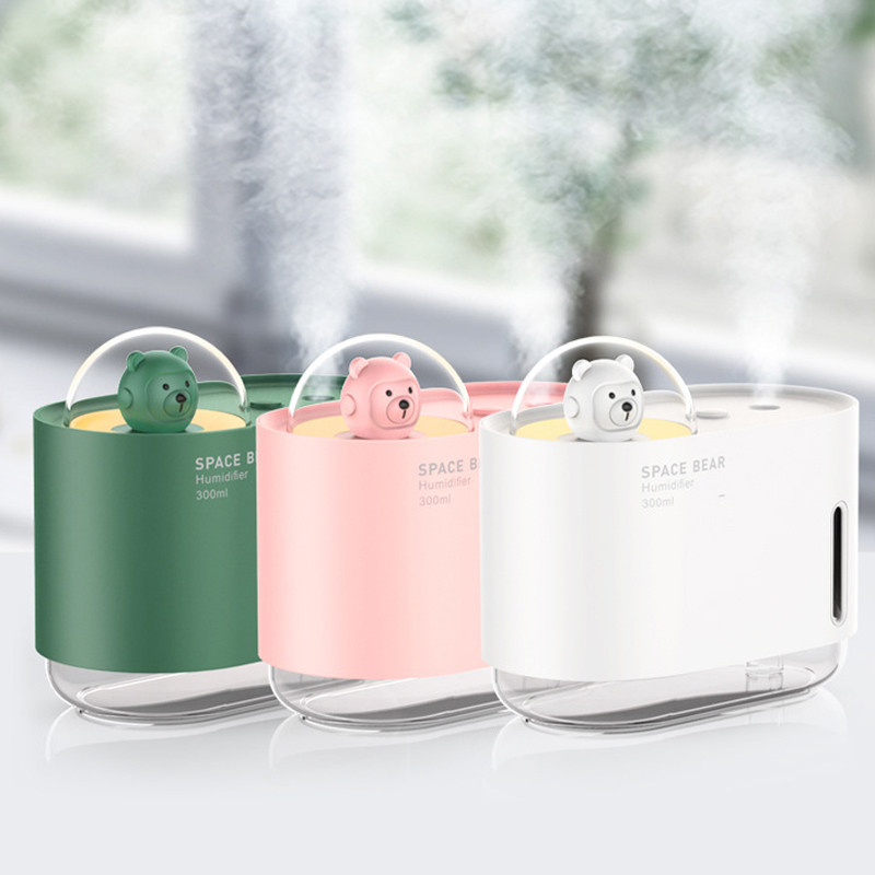 Uus 300 ml Cartoon Space Bear kaasaskantav õhuniisutaja USB mini lauaarvuti siseõhu pihustusniisutaja kodu vaigistuse pihustusniisutid