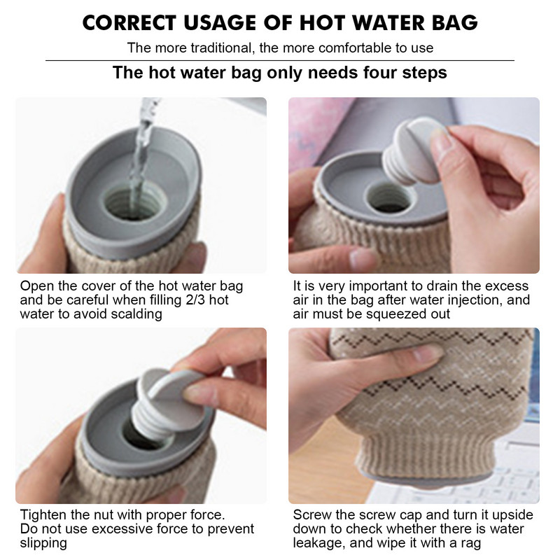 Karšto vandens butelis 300 ml guminis didelio tankio žieminis rankų šildytuvas, nešiojamas storas karšto vandens butelis mergaičių kišeninis kojelių karšto vandens maišelis