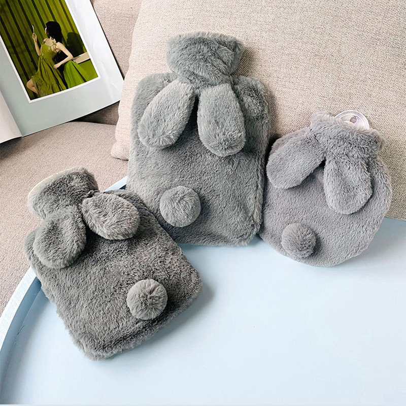 Nyúl vizes táska forró vizes palack 300/500/1000 ml puha fedelű téli hordozható, meleg, aranyos formájú kézmelegítő kellékek