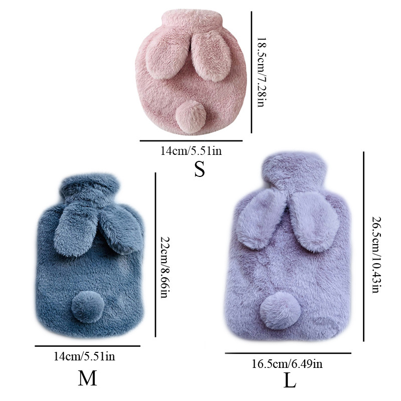 Nyúl vizes táska forró vizes palack 300/500/1000 ml puha fedelű téli hordozható, meleg, aranyos formájú kézmelegítő kellékek