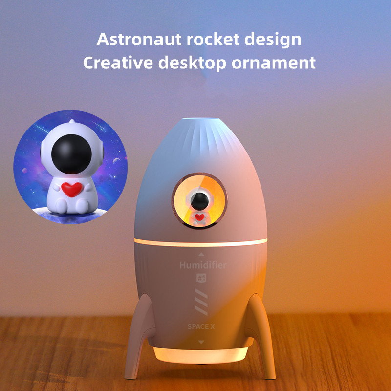 Space Rocket Mini légpárásító USB ultrahangos Cool Mist Maker Fogger LED lámpával otthoni illat aroma párásítóhoz