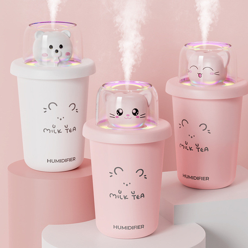 350ml Χαριτωμένος πολύχρωμος υγραντήρας επιφάνειας εργασίας Μικρός οικιακός διαχύτης αρώματος αέρα Αθόρυβος ατμοποιητής Επαναφορτιζόμενος μίνι καθαριστής αέρα