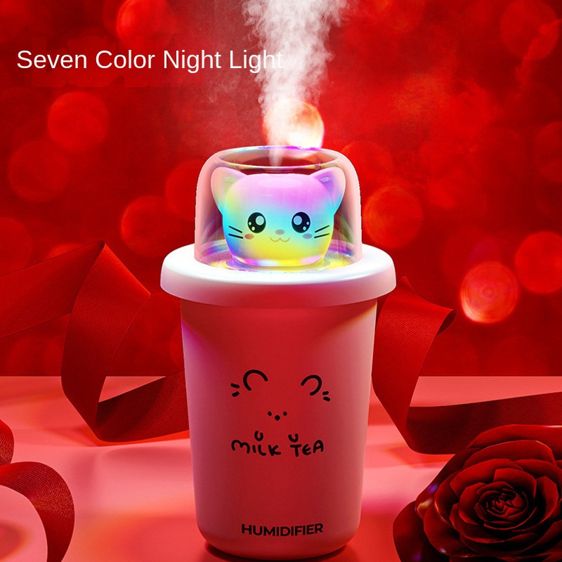 350ml Χαριτωμένος πολύχρωμος υγραντήρας επιφάνειας εργασίας Μικρός οικιακός διαχύτης αρώματος αέρα Αθόρυβος ατμοποιητής Επαναφορτιζόμενος μίνι καθαριστής αέρα