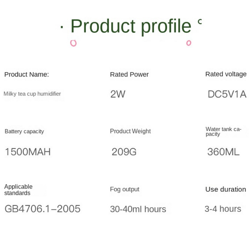 350ml Χαριτωμένος πολύχρωμος υγραντήρας επιφάνειας εργασίας Μικρός οικιακός διαχύτης αρώματος αέρα Αθόρυβος ατμοποιητής Επαναφορτιζόμενος μίνι καθαριστής αέρα