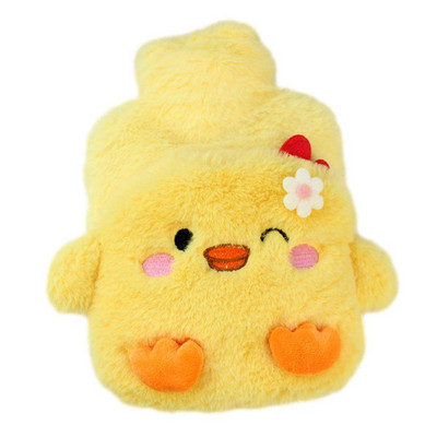 Sticla cu apa calda | Geantă de pluș cu buzunar dublu | Biberon mic cu apă fierbinte termos din cauciuc animal pentru ameliorarea crampelor menstruale