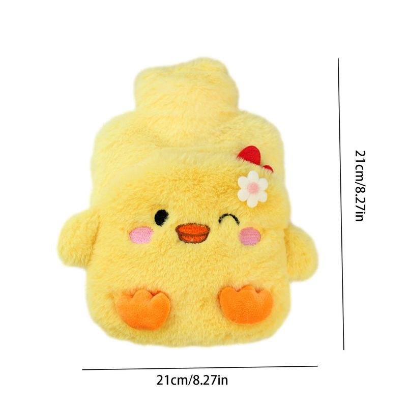 Sticla cu apa calda | Geantă de pluș cu buzunar dublu | Biberon mic cu apă fierbinte termos din cauciuc animal pentru ameliorarea crampelor menstruale