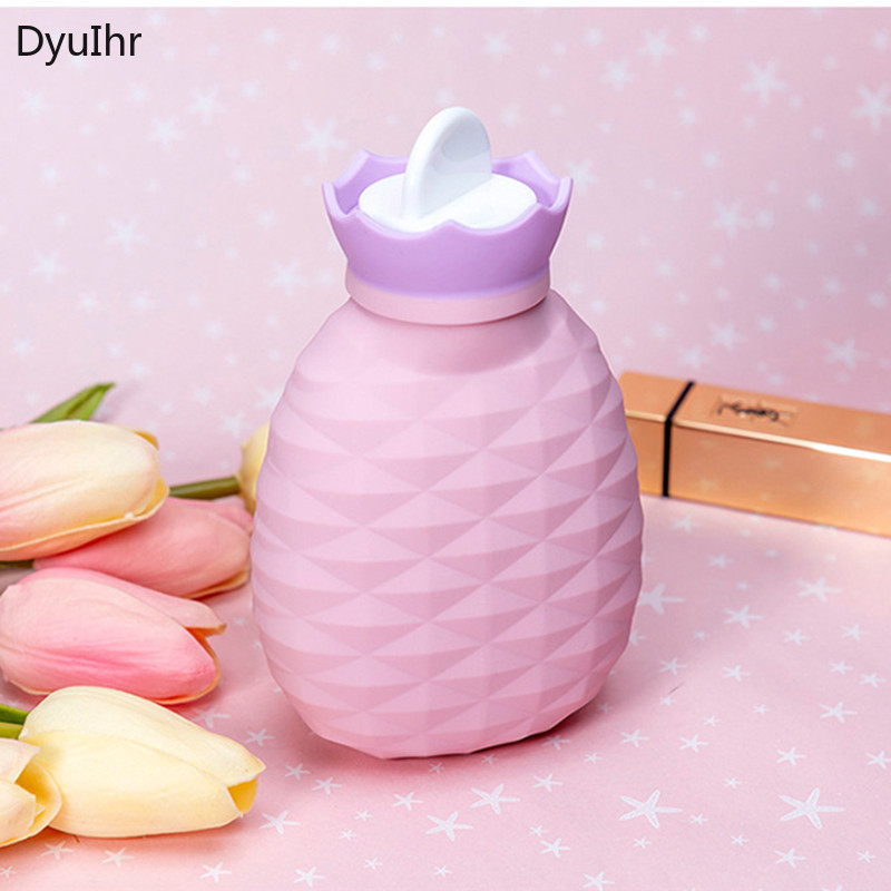 rajzfilm ananászos melegvizes táska robbanásbiztos mini hordozható őszi-téli meleg szilikon vízbefecskendező melegvizes táska