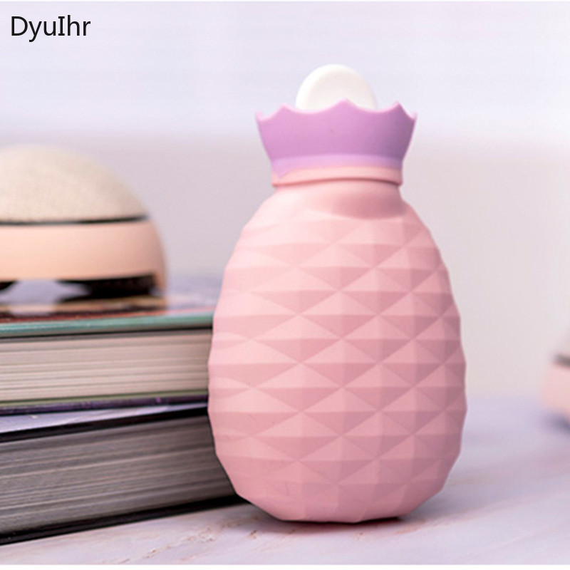 rajzfilm ananászos melegvizes táska robbanásbiztos mini hordozható őszi-téli meleg szilikon vízbefecskendező melegvizes táska