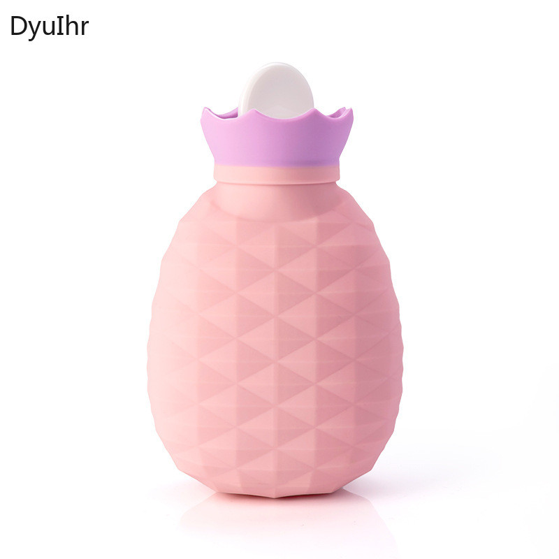 rajzfilm ananászos melegvizes táska robbanásbiztos mini hordozható őszi-téli meleg szilikon vízbefecskendező melegvizes táska