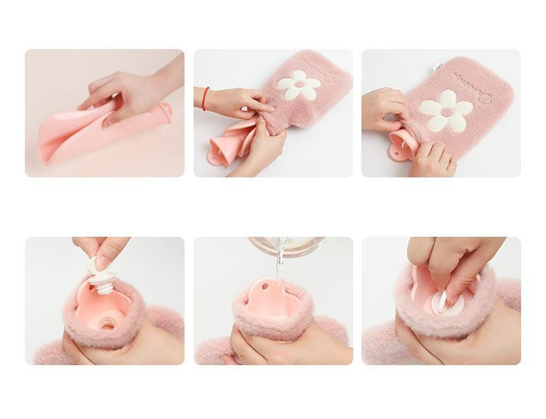 2000 ml-es melegvizes táska meleg hasra kezek aranyos melegvizes táska kézmelegítő virág melegvizes táska otthoni téli hordozható vízmelegítő