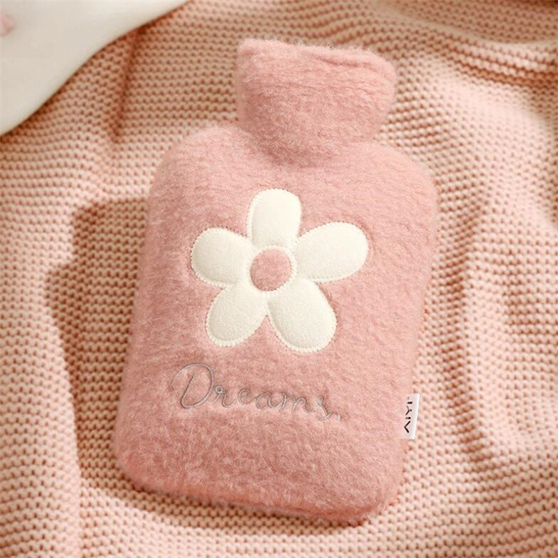 2000 ml pungă cu apă caldă burtă caldă mâini drăguț pungă cu apă caldă încălzitor de mâini cu flori pungă cu apă caldă acasă iarnă încălzitor portabil de apă