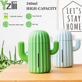 340ml Ασύρματος Υγραντήρας Αέρα 1200mAh Κάκτος Επαναφορτιζόμενος Φορητός Διαχύτης αιθέριων ελαίων Αρωματοθεραπείας Υγραντήρας μπαταρίας
