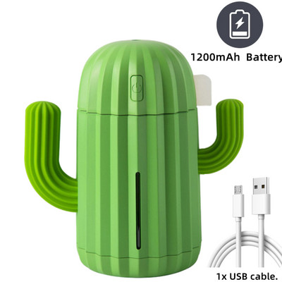 340ml Ασύρματος Υγραντήρας Αέρα 1200mAh Κάκτος Επαναφορτιζόμενος Φορητός Διαχύτης αιθέριων ελαίων Αρωματοθεραπείας Υγραντήρας μπαταρίας