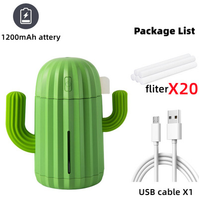340ml Ασύρματος Υγραντήρας Αέρα 1200mAh Κάκτος Επαναφορτιζόμενος Φορητός Διαχύτης αιθέριων ελαίων Αρωματοθεραπείας Υγραντήρας μπαταρίας