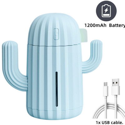 340ml Ασύρματος Υγραντήρας Αέρα 1200mAh Κάκτος Επαναφορτιζόμενος Φορητός Διαχύτης αιθέριων ελαίων Αρωματοθεραπείας Υγραντήρας μπαταρίας