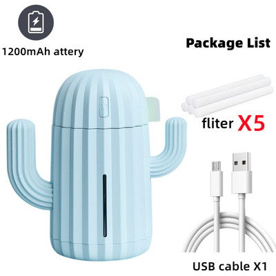 340ml Ασύρματος Υγραντήρας Αέρα 1200mAh Κάκτος Επαναφορτιζόμενος Φορητός Διαχύτης αιθέριων ελαίων Αρωματοθεραπείας Υγραντήρας μπαταρίας