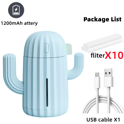 340ml Ασύρματος Υγραντήρας Αέρα 1200mAh Κάκτος Επαναφορτιζόμενος Φορητός Διαχύτης αιθέριων ελαίων Αρωματοθεραπείας Υγραντήρας μπαταρίας