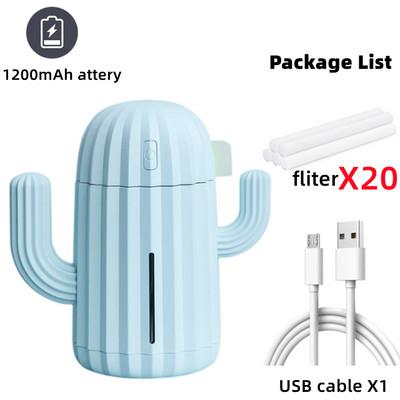 340ml Ασύρματος Υγραντήρας Αέρα 1200mAh Κάκτος Επαναφορτιζόμενος Φορητός Διαχύτης αιθέριων ελαίων Αρωματοθεραπείας Υγραντήρας μπαταρίας