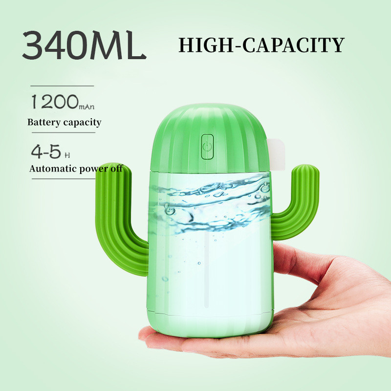 340ml Ασύρματος Υγραντήρας Αέρα 1200mAh Κάκτος Επαναφορτιζόμενος Φορητός Διαχύτης αιθέριων ελαίων Αρωματοθεραπείας Υγραντήρας μπαταρίας