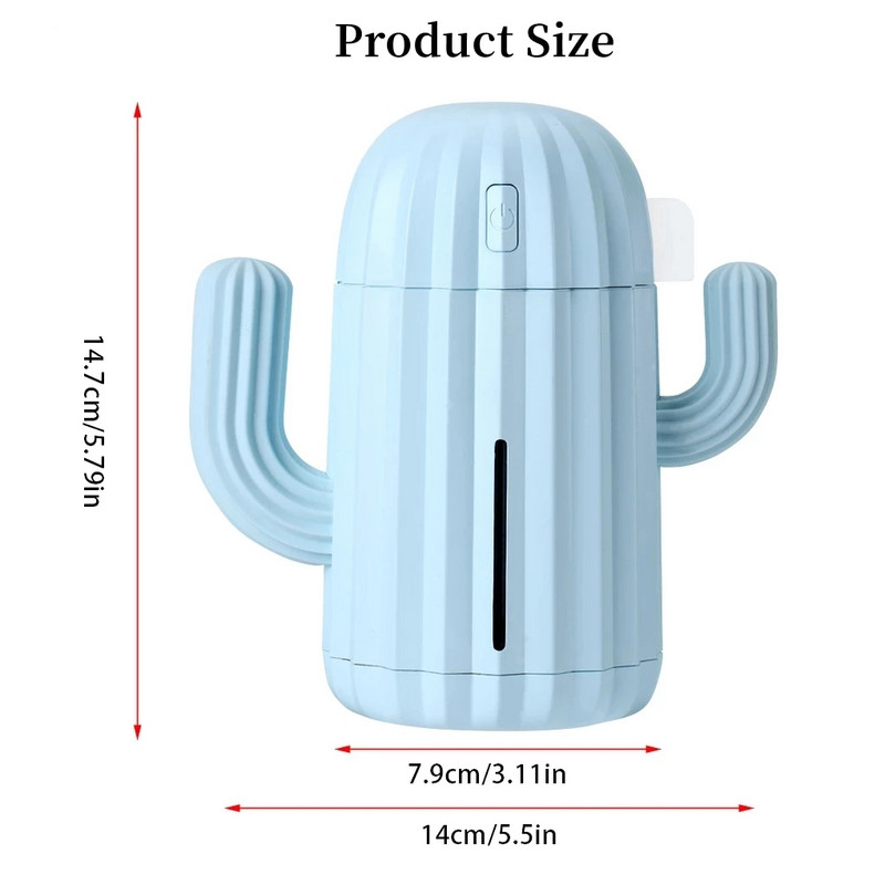 340ml Ασύρματος Υγραντήρας Αέρα 1200mAh Κάκτος Επαναφορτιζόμενος Φορητός Διαχύτης αιθέριων ελαίων Αρωματοθεραπείας Υγραντήρας μπαταρίας