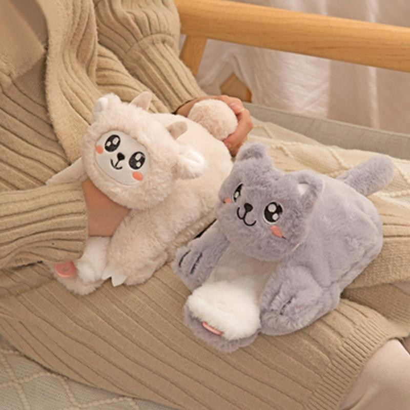 Пакет за гореща вода Подвижен пакет за топла вода Бутилка за гореща вода със сладко плюшено покритие Коледни подаръци за жени Момичета Деца