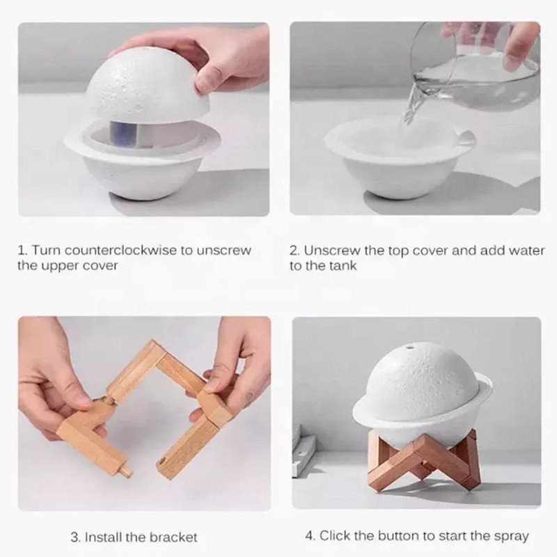 Holdlámpa párásító éjszakai fény párásítók aromaterápiás diffúzor óvodai éjszakai fény párásító autók otthoni dekorációjához