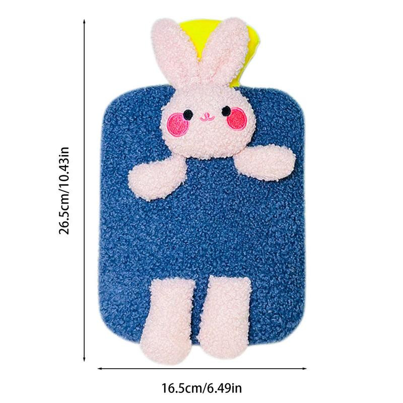 Pungă cu apă caldă pentru iarnă Pungă cu apă caldă de 1 litru cu design iepuraș de pluș Pachet portabil cu apă pentru compresă caldă și rece