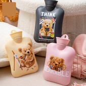 Cute Bear melegvizes táska 2000 ml-es nagy sűrűségű PVC meleg palackok kézmelegítő fedőcsomagolás melegvizes kancsó táska ágyi görcsökre
