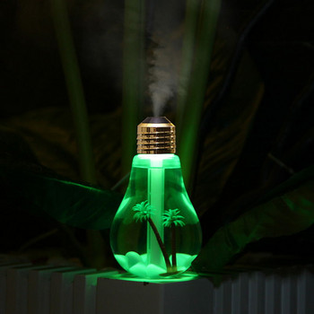 400ML USB ултразвуков овлажнител за въздух Цветна нощна лампа Етерично масло Арома дифузер Лампа Форма на крушка с вътрешен пейзаж