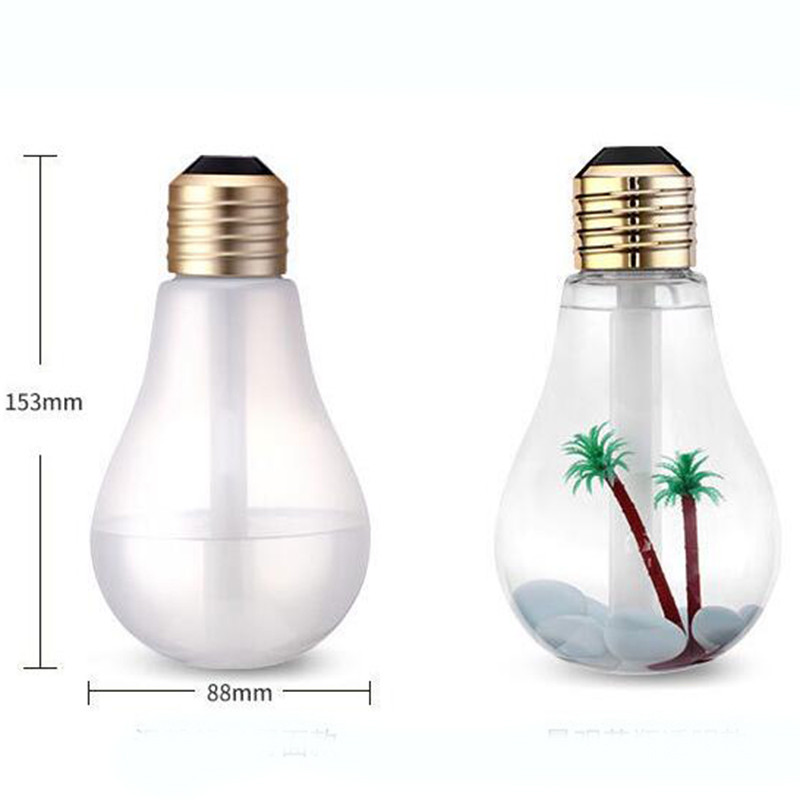 400 ml USB ultrahangos légpárásító színes éjszakai fény illóolaj aroma diffúzor lámpa izzó alakú belső tájolással