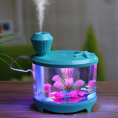 Gyönyörű Fishtank párásító 460 ml nagy kapacitású USB diffúzor otthoni irodai asztali színes puha éjszakai fény légpárásító
