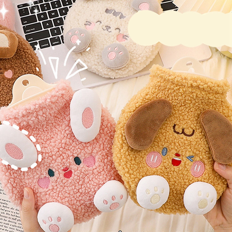 350 ml-es téli kézmelegítők melegítő csomagok Hordozható Kawaii Dog plüss vizes palack kézmelegítő zsebtömítés Újrahasználható kézmelegítő