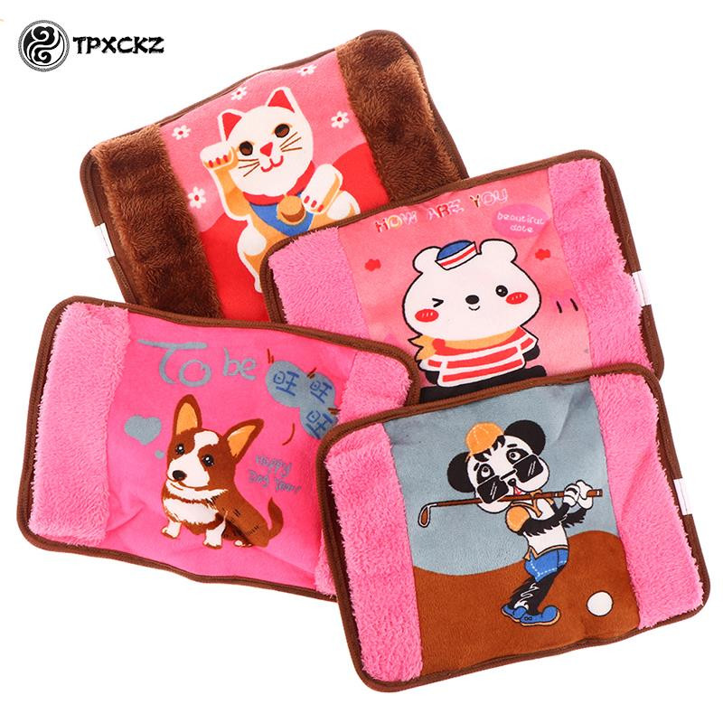 Rajzfilm dugós kézmelegítő hőcsomag Aranyos újratölthető elektromos melegvizes zsák biztonsági ruha újrafelhasználható melegvizes palack kézmelegítő