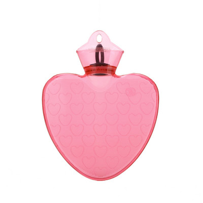 Uus moodne turvaline läbipaistev kuumaveepudel Südamekujuline PVC loputus käes hoidev kuumaveepudel Kodu magamistoatarbed