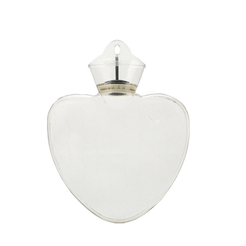 Uus moodne turvaline läbipaistev kuumaveepudel Südamekujuline PVC loputus käes hoidev kuumaveepudel Kodu magamistoatarbed