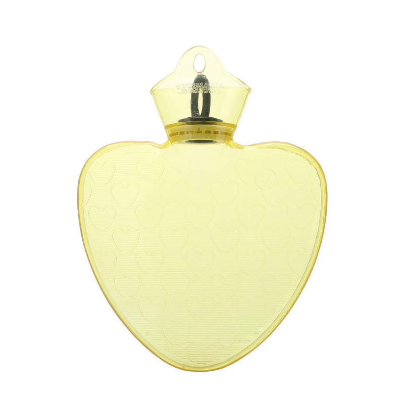 Uus moodne turvaline läbipaistev kuumaveepudel Südamekujuline PVC loputus käes hoidev kuumaveepudel Kodu magamistoatarbed