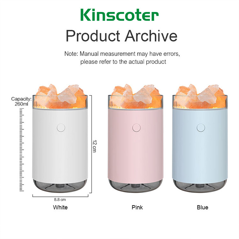 Ovlaživač zraka od 260 ml, difuzor arome soli i rude s noćnim svjetlom, hladna magla za spavaću sobu, kućni automobil, pročišćivač biljaka, ovlaživač zraka