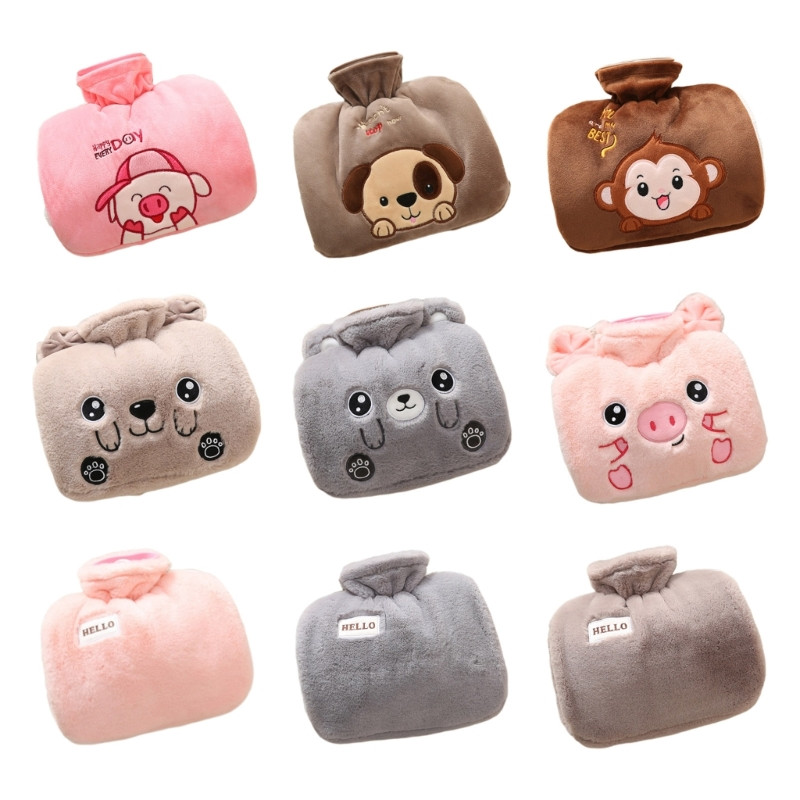 Μπουκάλι ζεστού νερού με κάλυμμα PVC Τσάντα ζεστού νερού για πόνους στους ώμους στον αυχένα Χέρι πόδια J78C