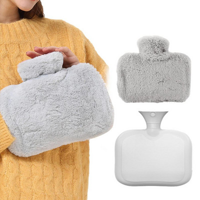 Melegvizes táska gumi fedéllel Melegvizes táska puha gyapjú borítással kézi zseb 1,5 literes melegvizes táska kézmelegítő hideg hideg kezelés