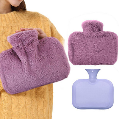 Melegvizes táska gumi fedéllel Melegvizes táska puha gyapjú borítással kézi zseb 1,5 literes melegvizes táska kézmelegítő hideg hideg kezelés