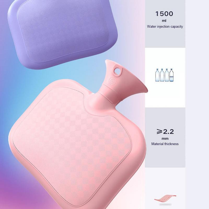 Melegvizes táska gumi fedéllel Melegvizes táska puha gyapjú borítással kézi zseb 1,5 literes melegvizes táska kézmelegítő hideg hideg kezelés