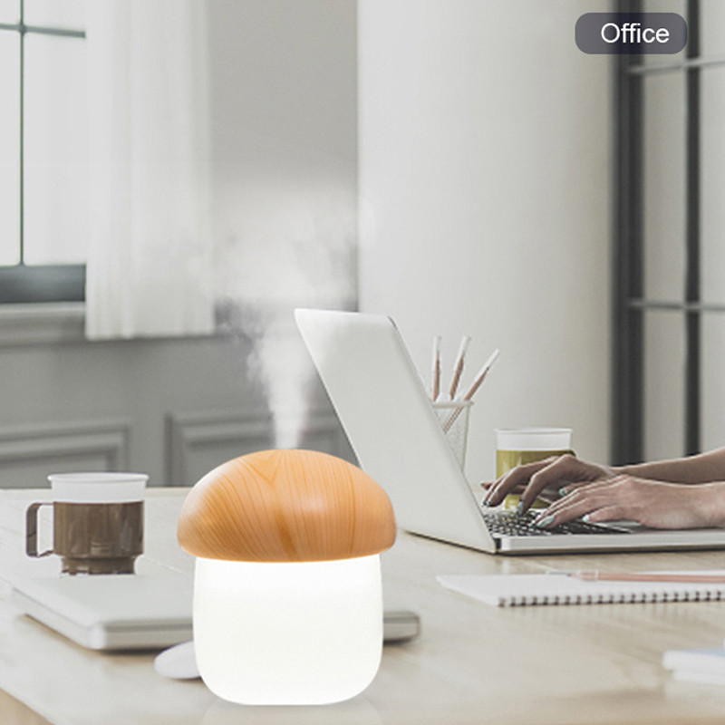 250 ml-es mini párásító USB aroma diffúzor otthoni baba autós irodai légpárásító aranyos gombás párás párásító éjszakai lámpákkal