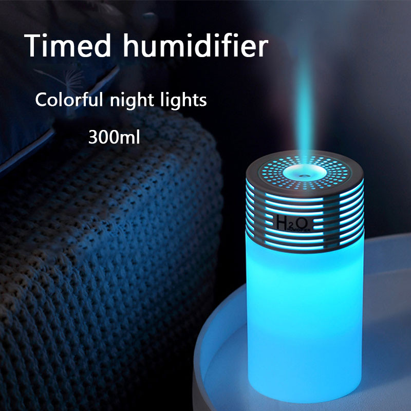 Uus lauaarvuti õhuniisutaja värviliste atmosfäärivalgustega 300 ml mahutavusega Cool Mist aroomi difuusor kodu magamistoa õhuniisutaja puhasti