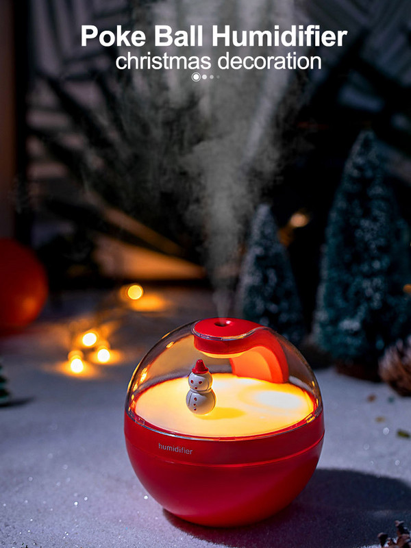 Poke Ball légpárásító éjszakai fénnyel karácsonyi dekorációhoz, páratartalom-tartó Cool Mist Maker autótisztító Humificador