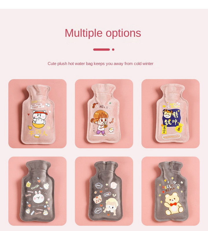 Szép rajzfilm kézi po langyos melegvizes palackok mini melegvizes palackok hordozható kézmelegítő lányoknak zsebes kéz láb melegvizes táskák