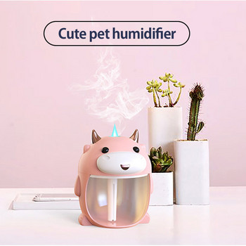 ELOOLE 300ml Cute Pet Cow Humidifier Mini Humidifier Air With 7 Colors Light Aroma Essential Humidifier Oil Diffuser Cool Mist