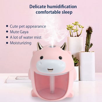 ELOOLE 300ml Cute Pet Cow Humidifier Mini Humidifier Air With 7 Colors Light Aroma Essential Humidifier Oil Diffuser Cool Mist